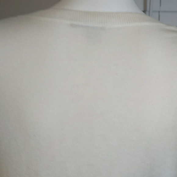 Halogen Cream & Black Striped Knit Long Sleeves Deep V Neck Women's Sweater Sz M - Picture 3 of 12